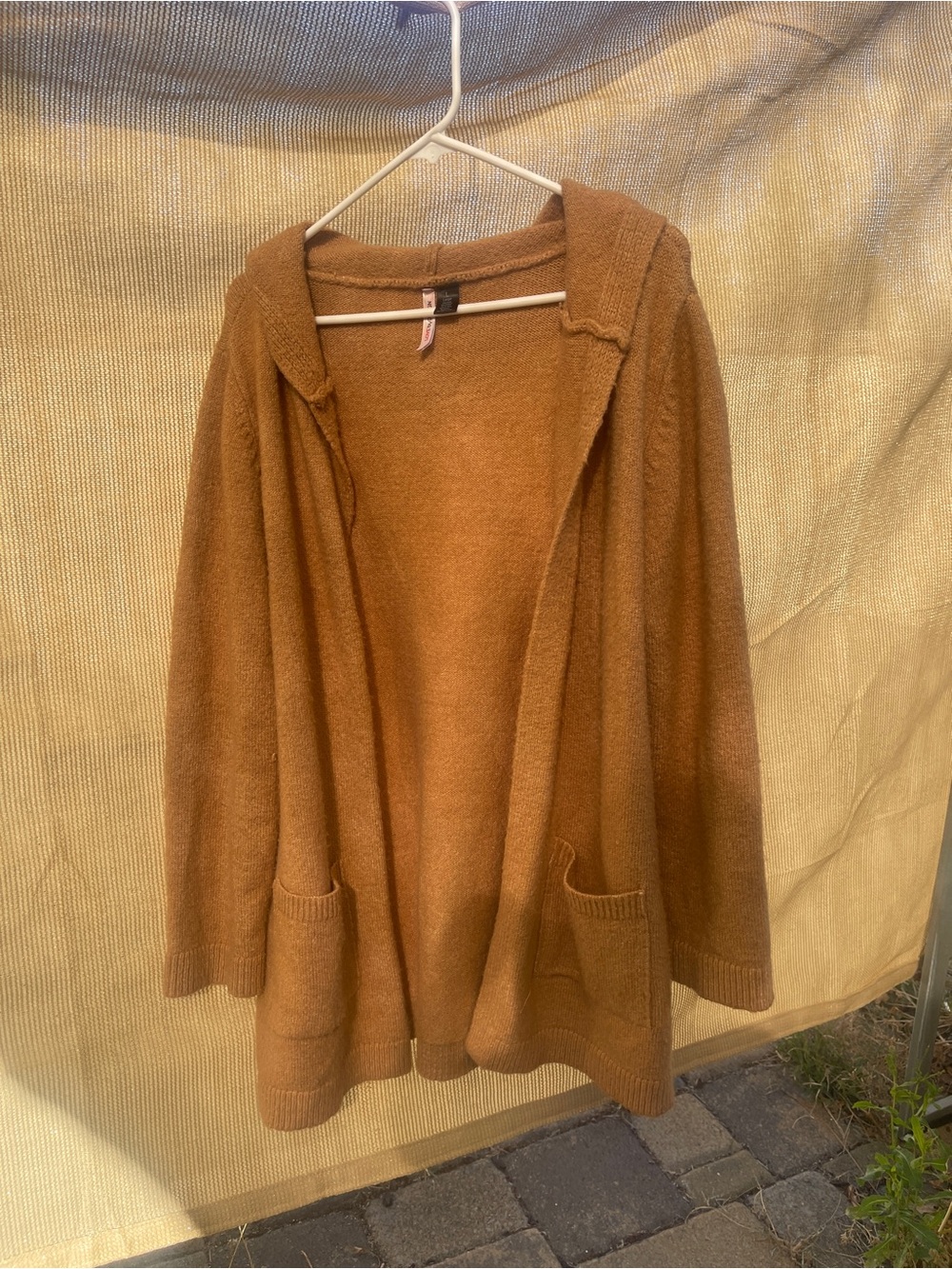 Love By Design Open-Front Hooded Cardigan in Camel Brown